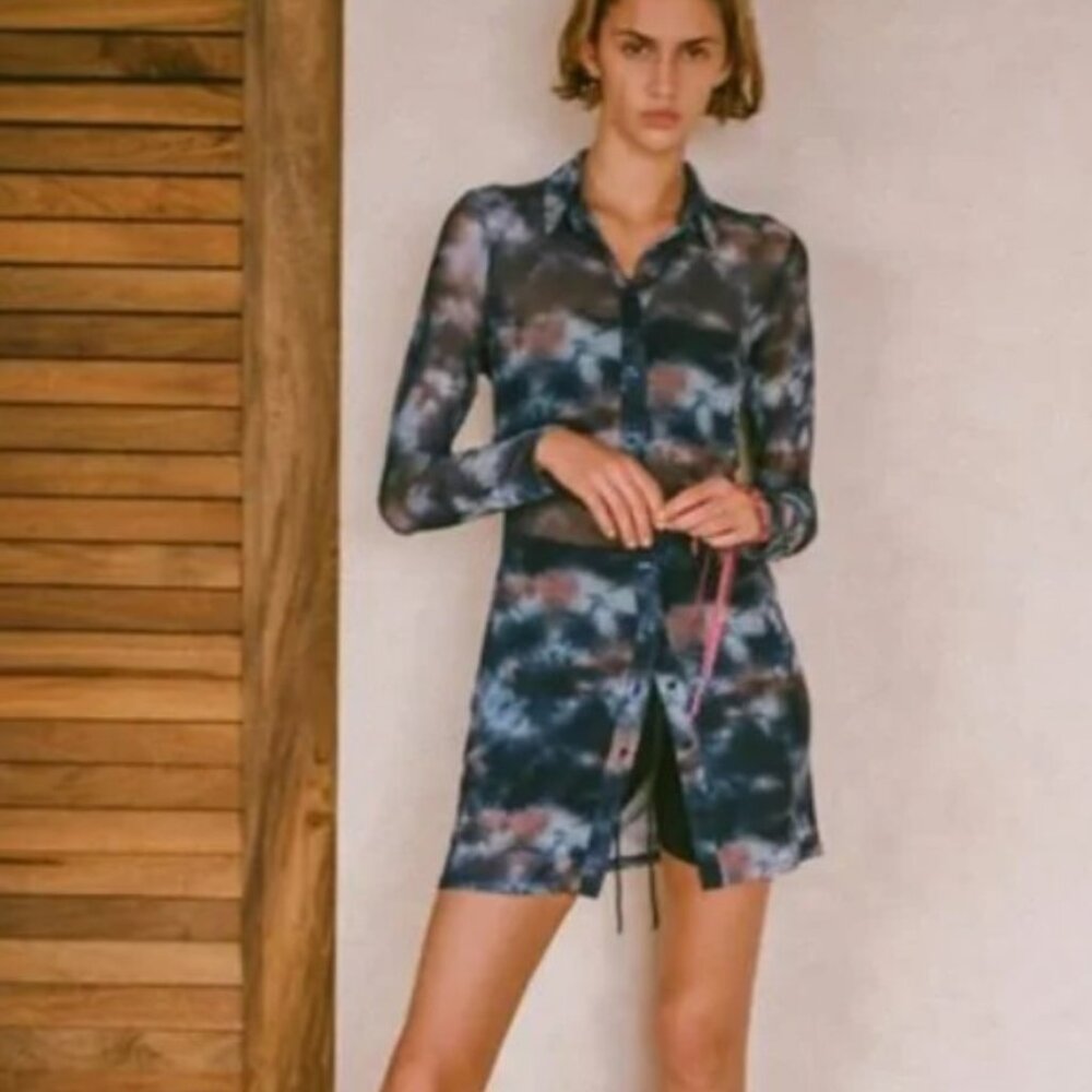 Urban Outfitters sheer tie-dye pattern blouse